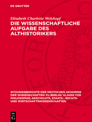 cover image of Die wissenschaftliche Aufgabe des Althistorikers